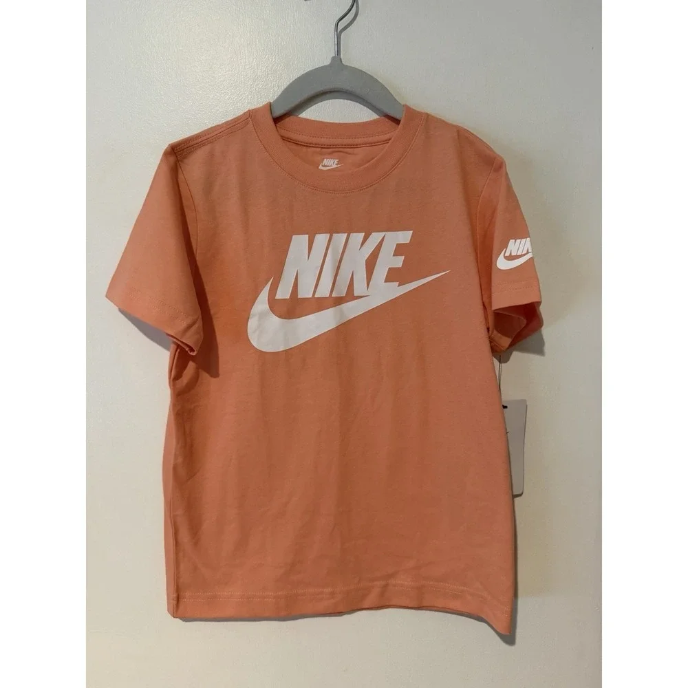 Nike Youth Shirt Size 6 Peach With White Logo T-shirt Tee Cotton Blend